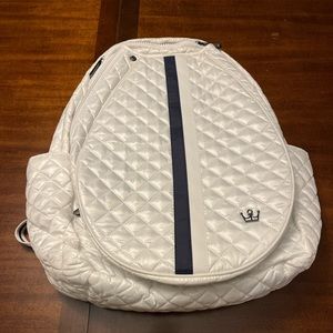 Oliver Thomas 24 + 7 Tennis Backpack 
White / Navy Stripe
